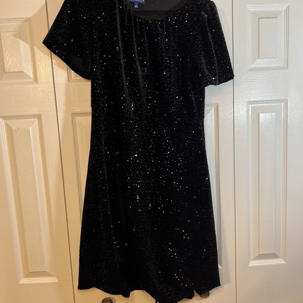 RSVP by Talbots Black‎ Women's Sequined Velour Dress Size 8